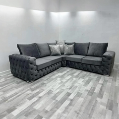 Ashton Corner Sofa Grey Plush