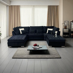 Bishop U Shape Luxe Plush Velvet Black