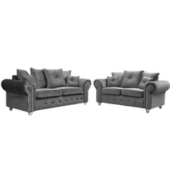 Milan Grey Plush Velvet 3+2 Seater