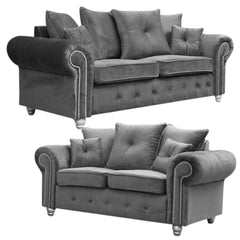 Milan Grey Plush Velvet 3+2 Seater