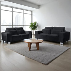 Sloane 3+2 Seater Black Plush