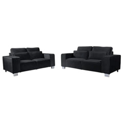 Sloane 3+2 Seater Black Plush