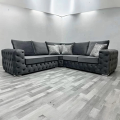 Ashton Corner Sofa Grey Plush